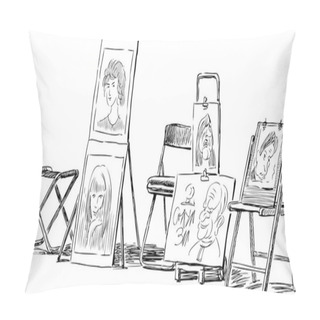 Personality  Vector Image Of Sketches Of A Street Artist Pillow Covers