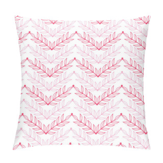 Personality  Pink Lineart Leaves Chevron Seamless Pattern Background Pillow Covers