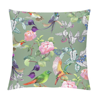 Personality  Pattern With Colorful Flowers And Birds   Pillow Covers