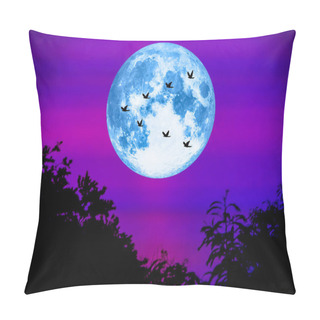 Personality  Birds Fly Away Home And Super Moon In Light Night Pillow Covers