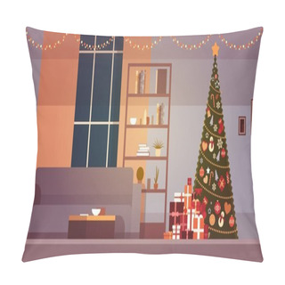 Personality  Modern Living Room With Winter Holidays Decorations Christmas Tree And Garlands Home Interior Pillow Covers