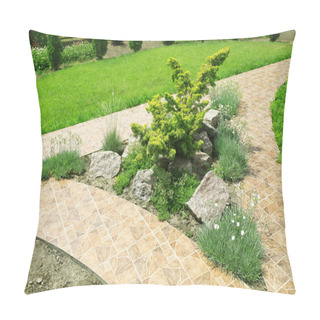 Personality  Beautiful View Of Yard With Green Grass And Bushes Pillow Covers