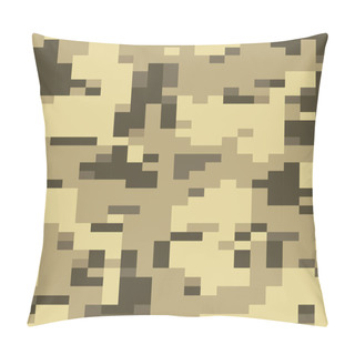 Personality  Desert Sand Digi Camo Vector, Seamless Pattern. Multi-scale Modern 8bit Pixel Camouflage In Light Yellow, Sepia And Brown Tones. Digicamo Design. Pillow Covers