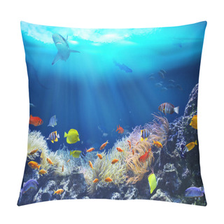 Personality  Life In A Coral Reef. Underwater Sea World. Colorful Tropical Fish. Ecosystem.  Pillow Covers