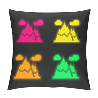 Personality  Alps Four Color Glowing Neon Vector Icon Pillow Covers