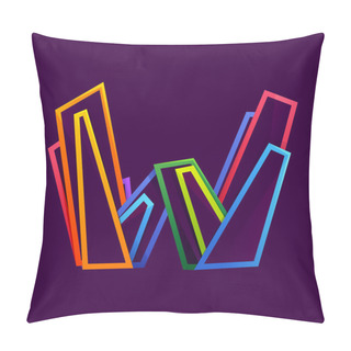 Personality  Letter W Logo Formed By Colorful Neon Lines. Pillow Covers