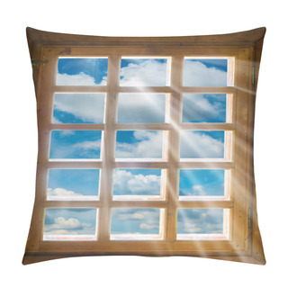 Personality  Wooden Window With Beautiful View Pillow Covers