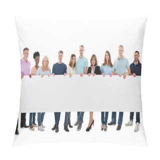 Personality  Business Team Holding Blank Billboard Pillow Covers