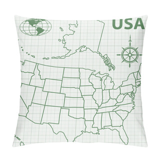 Personality  Contour Map Of USA Pillow Covers