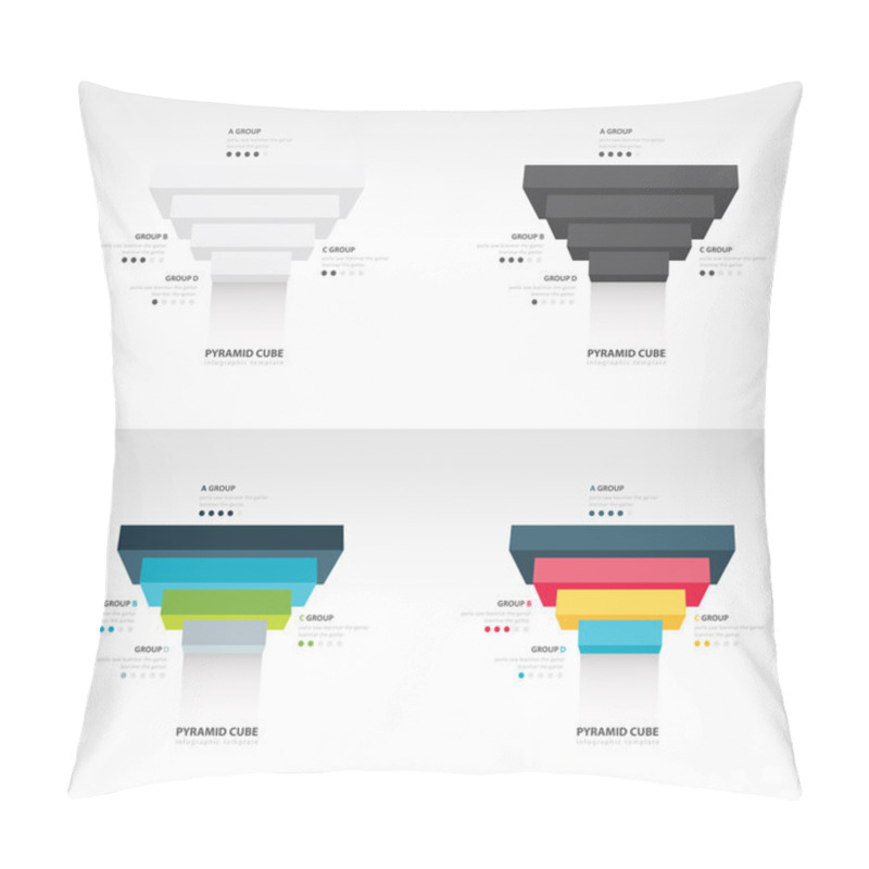 Personality  pyramid cube upside down infographic template set pillow covers