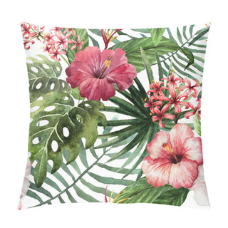 Personality  Pattern Orchid Hibiscus Leaves Watercolor Tropics Pillow Covers