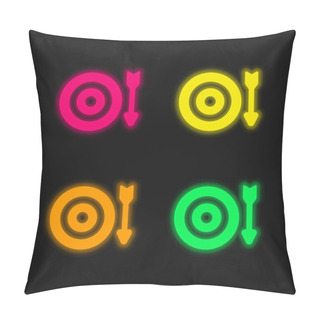 Personality  Archery Four Color Glowing Neon Vector Icon Pillow Covers