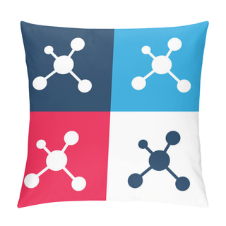 Personality  Atoms Blue And Red Four Color Minimal Icon Set Pillow Covers