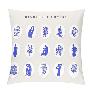 Personality  Abstract Contemporary Story Highlight Covers. Mid Century Matisse Inspired Art Social Media Stories, Minimal Vector Design Pillow Covers