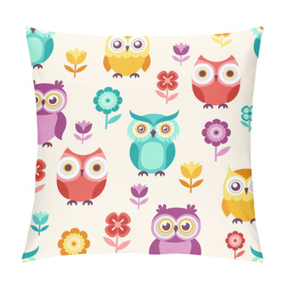 Personality  Seamless Owls Birds Pattern Pillow Covers