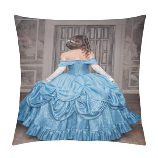Personality  Beautiful Medieval Woman In Blue Dress, Back  Pillow Covers