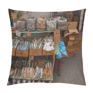 Personality  Market On The Street. Fish And Eggs. Manila, Philippines. Pillow Covers