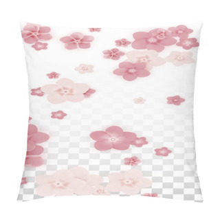 Personality  Vector Realistic Pink Flowers Falling On Transparent Background.  Spring Romantic Flowers Illustration. Flying Petals. Sakura Spa Design. Blossom Confetti. Design Elements For Wedding Decoration. Pillow Covers