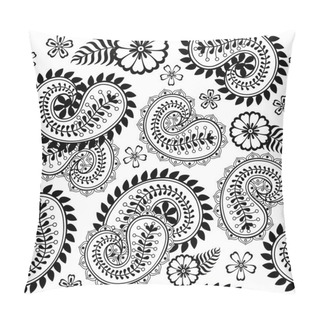 Personality  Hand Drawn Seamless Pattern Of Abstract Flowers And Paisley Elem Pillow Covers