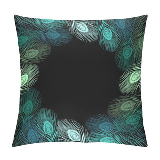 Personality  Frame With Peacock Feathers Pillow Covers