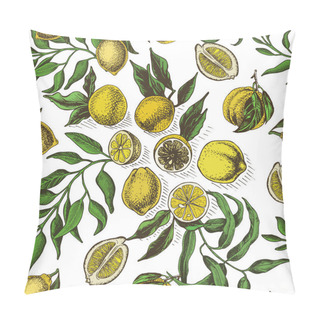 Personality  Fruit Pattern Illustration Of Various Citrus Fruits On White. Pillow Covers