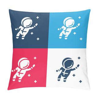 Personality  Astronaut Blue And Red Four Color Minimal Icon Set Pillow Covers