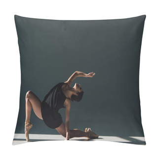 Personality  Graceful Young Ballerina In Black Dress Dancing In Sunlight  Pillow Covers