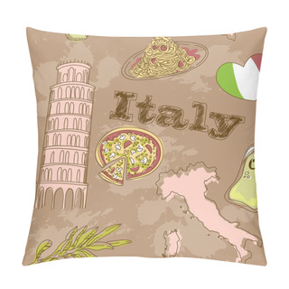 Personality  Italy Travel Grunge Card Pillow Covers