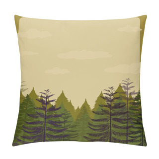 Personality  Border Design With Pine Forest Pillow Covers