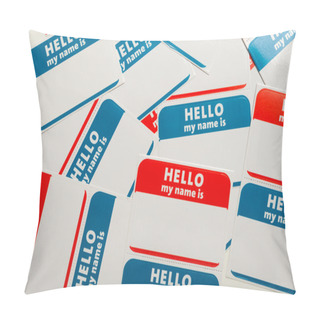 Personality  Stack Of Name Tags Or Badges Pillow Covers