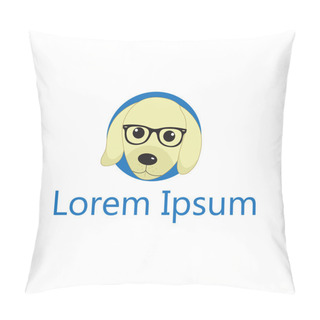 Personality  Logo Hipster Dog, Dog With Glasses. Labrador Head Logo. Vector Illustration Pillow Covers