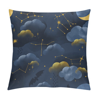 Personality  Seamless Pattern Of The Starry Sky With Constellations - Ursa Major, Gemini, Hercules, Great Dog, Swan, Cassiopeia.  Pillow Covers