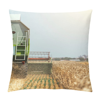 Personality  Combine Harvester Machine Harvesting Ripe Wheat Crops Pillow Covers