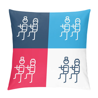 Personality  Bodycombat Blue And Red Four Color Minimal Icon Set Pillow Covers
