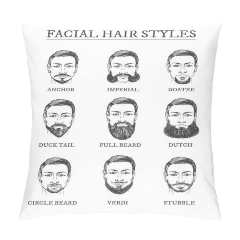 Personality  Facial hair styles barber guide set pillow covers