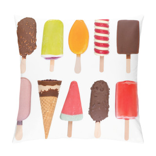 Personality  Ice Cream And Popsicles Isolated On White Background Pillow Covers