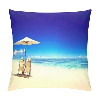 Personality  Beach Chairs On A Tropical Beach Pillow Covers