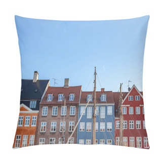 Personality  Beautiful Colorful Historical Buildings Against Blue Sky In Copenhagen, Denmark Pillow Covers