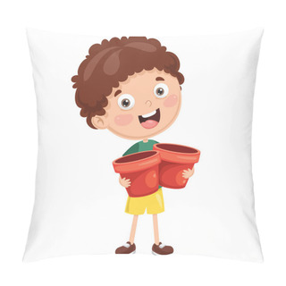 Personality  Vector Illustration Of Kid Planting Pillow Covers