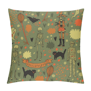 Personality  Halloween Spooky Background. Pillow Covers