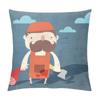 Personality  Vector Grunge Background With Butcher. Pillow Covers