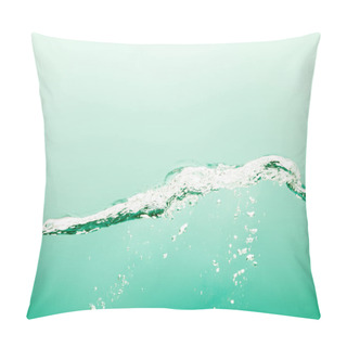 Personality  Transparent Pure Water With Splash And Bubbles On Green Background Pillow Covers