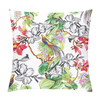 Personality  Tropical  Birds And Exotic Flowers Pillow Covers