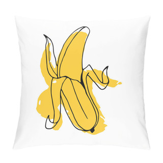 Personality  Banana, Illustration, Fresh, Fruit, Food, Ripe, Yellow, Healthy, Icon, Peel Pillow Covers