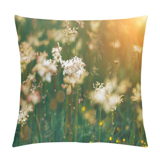 Personality  Summer White Wildflowers Cow Parsley During Sunrise Pillow Covers
