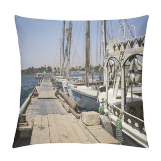 Personality  Wooden Boats Felucca At The Nile River In Aswan, Egypt, North Af Pillow Covers