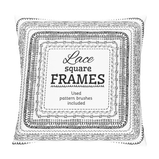 Personality  Vector Set Of Square Crochet Frames.  Pillow Covers