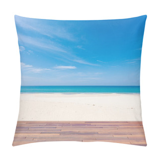 Personality  Wooden Floor On The Beach In Summer Season. Pillow Covers