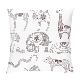 Personality  Set Of 9 Ornamental African Animals Pillow Covers