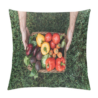 Personality  Farmer Holding Basket With Vegetables Pillow Covers